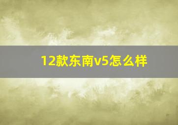 12款东南v5怎么样