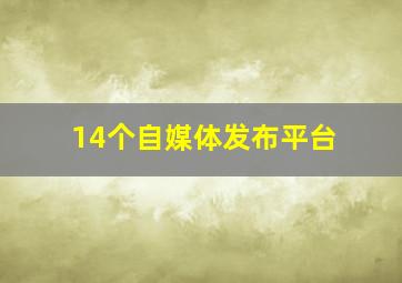 14个自媒体发布平台