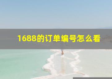 1688的订单编号怎么看