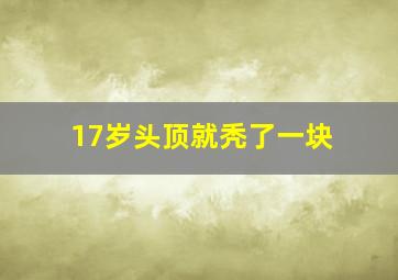 17岁头顶就秃了一块