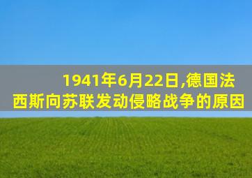 1941年6月22日,德国法西斯向苏联发动侵略战争的原因