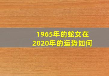 1965年的蛇女在2020年的运势如何