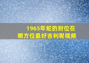 1965年蛇的财位在哪方位最好吉利呢视频