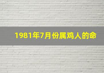 1981年7月份属鸡人的命