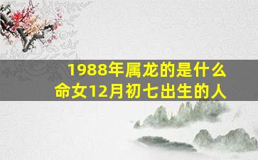 1988年属龙的是什么命女12月初七出生的人