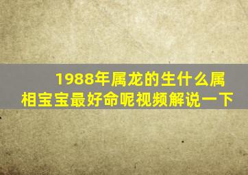 1988年属龙的生什么属相宝宝最好命呢视频解说一下