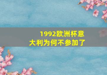 1992欧洲杯意大利为何不参加了