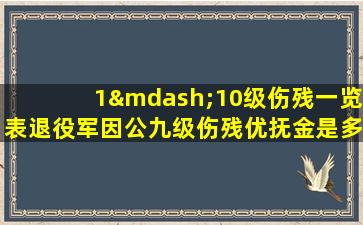 1—10级伤残一览表退役军因公九级伤残优抚金是多少