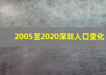 2005至2020深圳人口变化