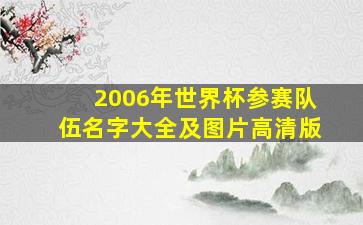 2006年世界杯参赛队伍名字大全及图片高清版