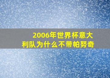 2006年世界杯意大利队为什么不带帕努奇