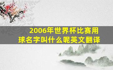 2006年世界杯比赛用球名字叫什么呢英文翻译