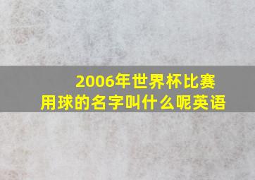 2006年世界杯比赛用球的名字叫什么呢英语