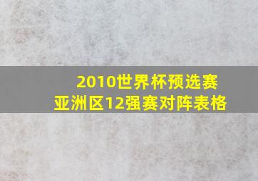 2010世界杯预选赛亚洲区12强赛对阵表格