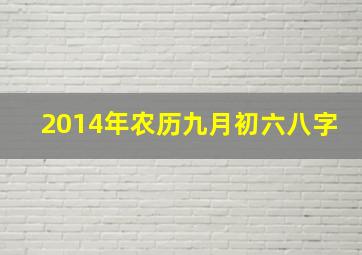 2014年农历九月初六八字