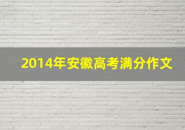 2014年安徽高考满分作文