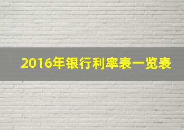 2016年银行利率表一览表