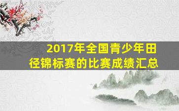 2017年全国青少年田径锦标赛的比赛成绩汇总