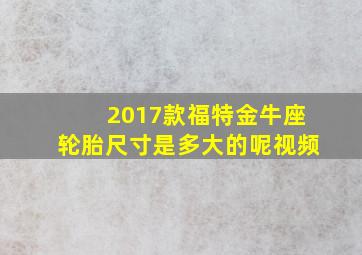 2017款福特金牛座轮胎尺寸是多大的呢视频