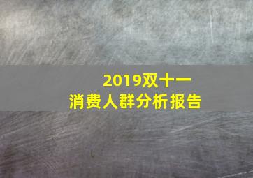 2019双十一消费人群分析报告