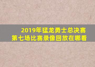 2019年猛龙勇士总决赛第七场比赛录像回放在哪看