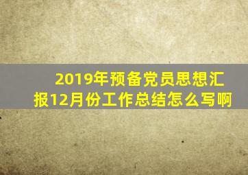 2019年预备党员思想汇报12月份工作总结怎么写啊