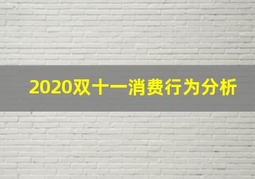 2020双十一消费行为分析