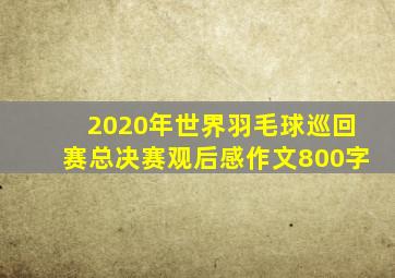 2020年世界羽毛球巡回赛总决赛观后感作文800字