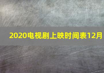 2020电视剧上映时间表12月