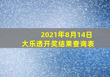 2021年8月14日大乐透开奖结果查询表