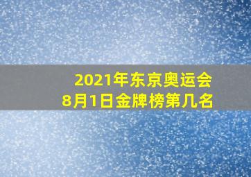 2021年东京奥运会8月1日金牌榜第几名