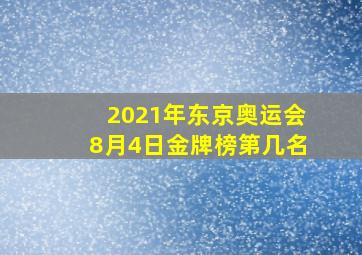 2021年东京奥运会8月4日金牌榜第几名