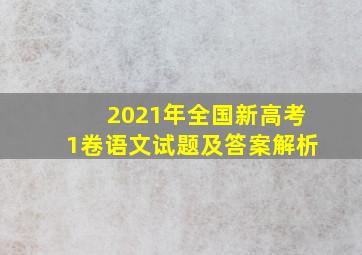 2021年全国新高考1卷语文试题及答案解析