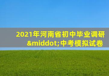 2021年河南省初中毕业调研·中考模拟试卷