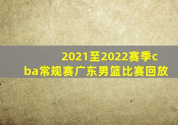 2021至2022赛季cba常规赛广东男篮比赛回放