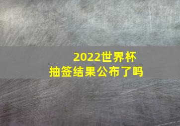 2022世界杯抽签结果公布了吗