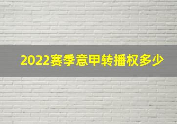 2022赛季意甲转播权多少