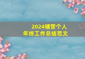 2024辅警个人年终工作总结范文