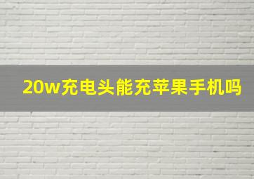 20w充电头能充苹果手机吗