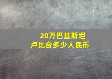 20万巴基斯坦卢比合多少人民币