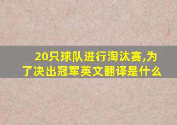 20只球队进行淘汰赛,为了决出冠军英文翻译是什么