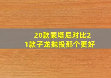 20款蒙塔尼对比21款子龙抛投那个更好