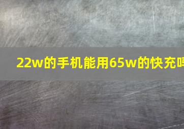 22w的手机能用65w的快充吗