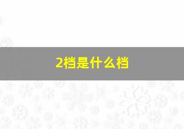 2档是什么档