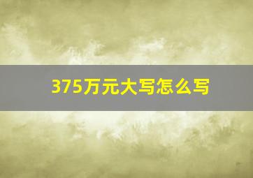 375万元大写怎么写