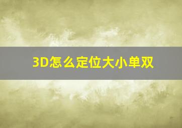 3D怎么定位大小单双