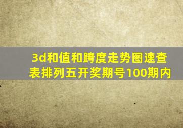 3d和值和跨度走势图速查表排列五开奖期号100期内