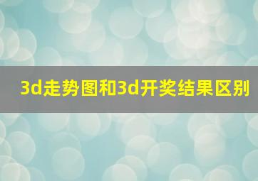 3d走势图和3d开奖结果区别