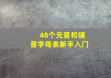 48个元音和辅音字母表新手入门