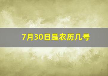 7月30日是农历几号